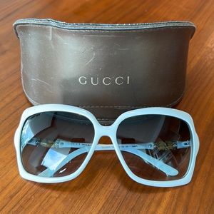 Gucci White Sunglasses Bamboo detail